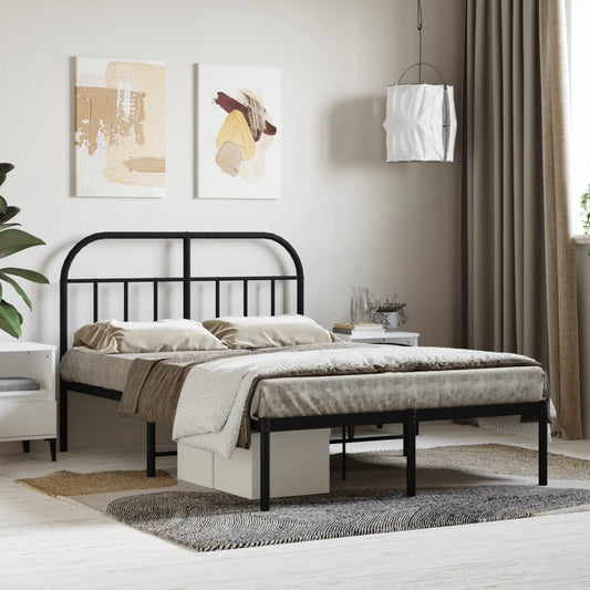 Metal Bed Frame without Mattress with Headboard Black 120x200cm