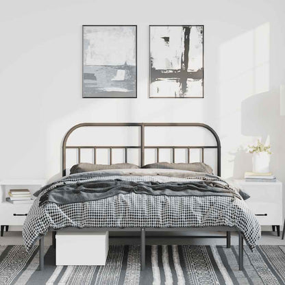 Metal Bed Frame without Mattress with Headboard Black 135x190cm