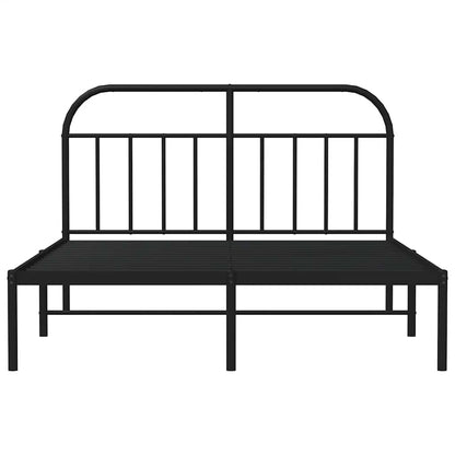Metal Bed Frame without Mattress with Headboard Black 135x190cm