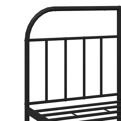 Metal Bed Frame without Mattress with Headboard Black 135x190cm