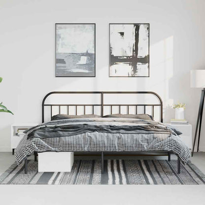 Metal Bed Frame without Mattress with Headboard Black 183x213cm