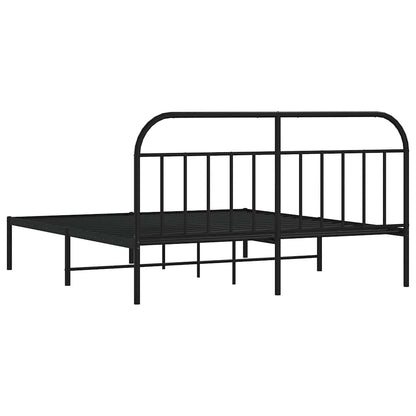 Metal Bed Frame without Mattress with Headboard Black 183x213cm