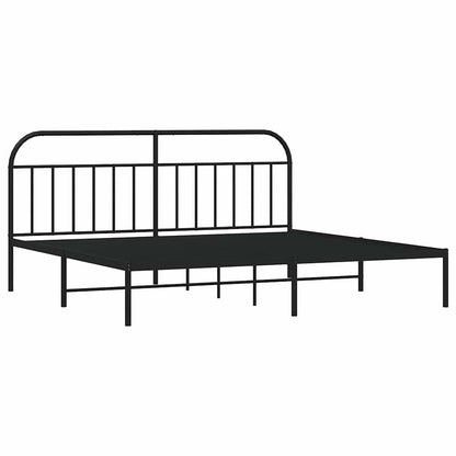 Metal Bed Frame without Mattress with Headboard Black 193x203cm