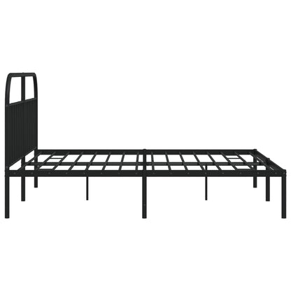 Metal Bed Frame without Mattress with Headboard Black 200x200cm