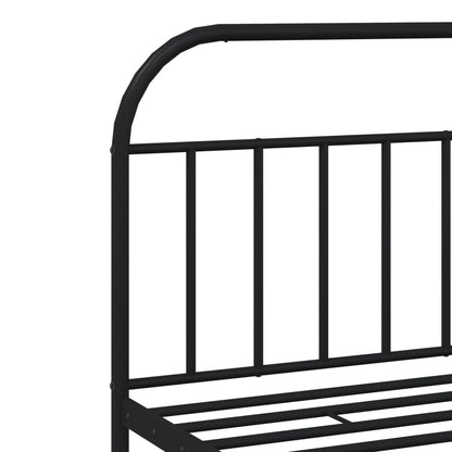 Metal Bed Frame without Mattress with Headboard Black 200x200cm