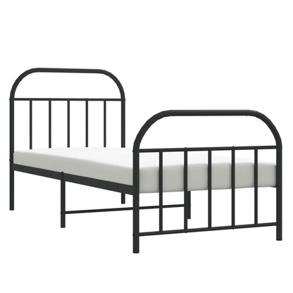 Metal Bed Frame without Mattress with Footboard Black 90x190cm
