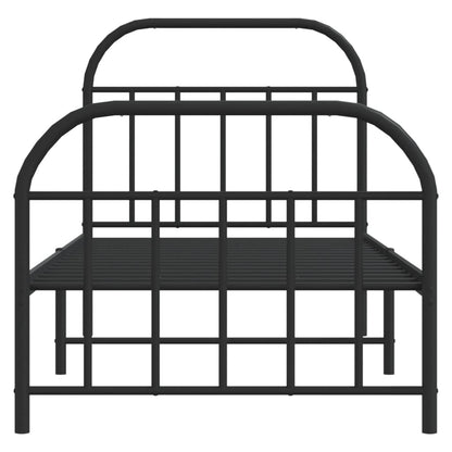 Metal Bed Frame without Mattress with Footboard Black 90x190cm