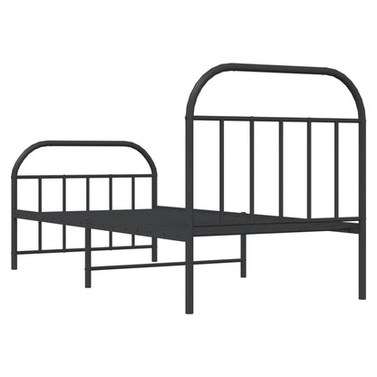 Metal Bed Frame without Mattress with Footboard Black 90x190cm