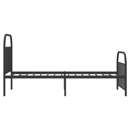 Metal Bed Frame without Mattress with Footboard Black 107x203cm