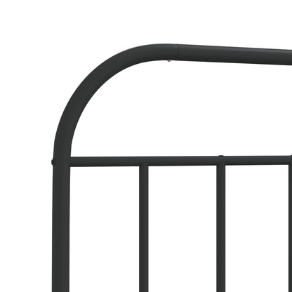 Metal Bed Frame without Mattress with Footboard Black 107x203cm