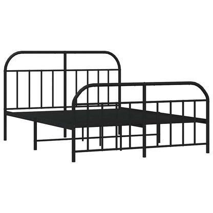 Metal Bed Frame without Mattress with Footboard Black 135x190cm