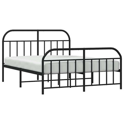 Metal Bed Frame without Mattress with Footboard Black 135x190cm