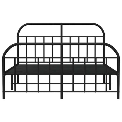 Metal Bed Frame without Mattress with Footboard Black 135x190cm