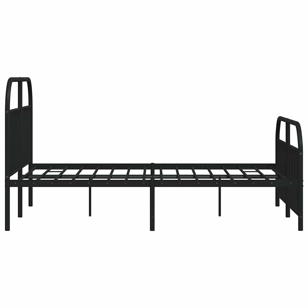 Metal Bed Frame without Mattress with Footboard Black 135x190cm