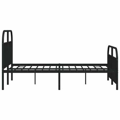 Metal Bed Frame without Mattress with Footboard Black 135x190cm