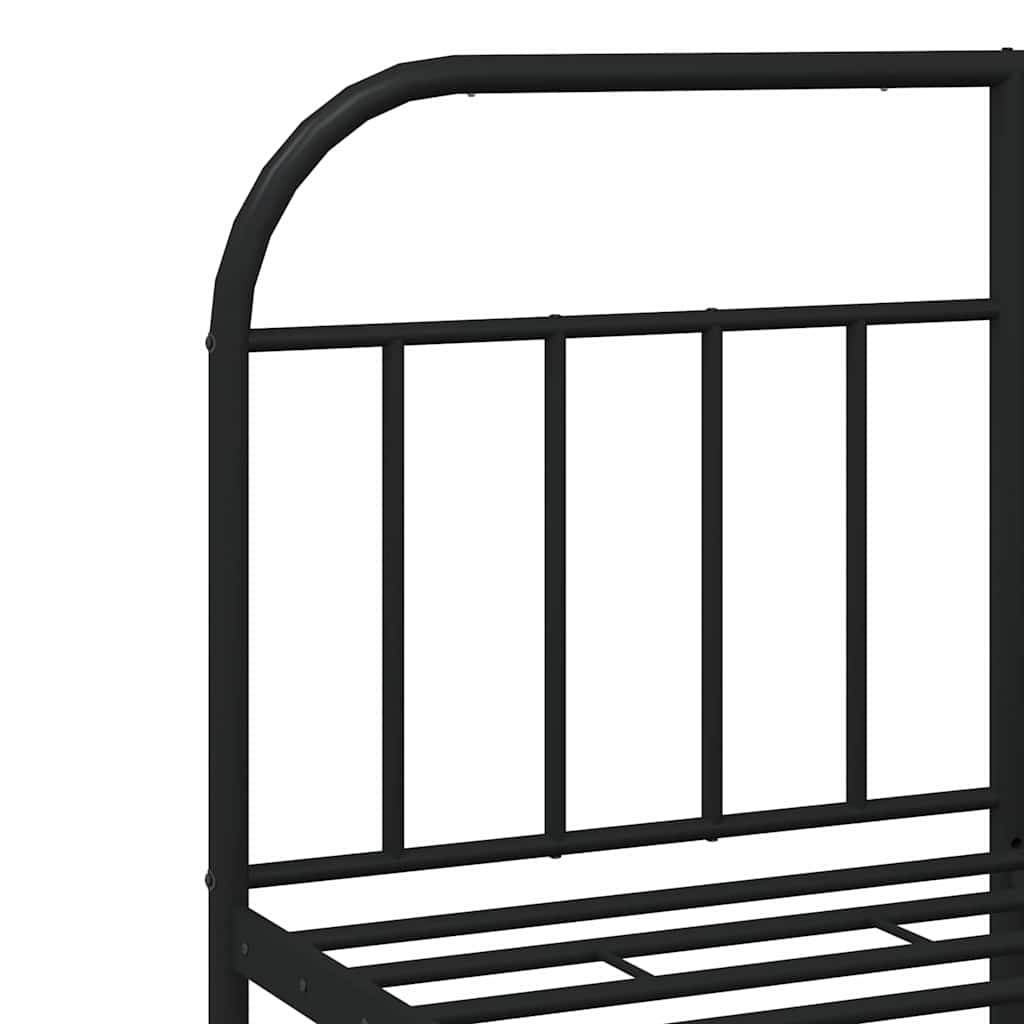 Metal Bed Frame without Mattress with Footboard Black 135x190cm