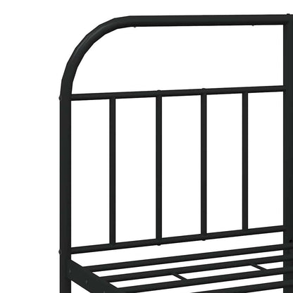 Metal Bed Frame without Mattress with Footboard Black 135x190cm