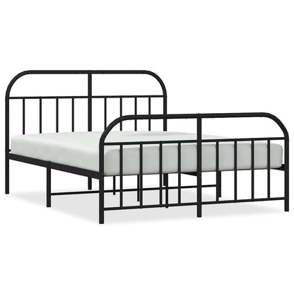 Metal Bed Frame without Mattress with Footboard Black 150x200cm