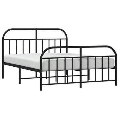Metal Bed Frame without Mattress with Footboard Black 150x200cm