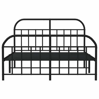 Metal Bed Frame without Mattress with Footboard Black 150x200cm
