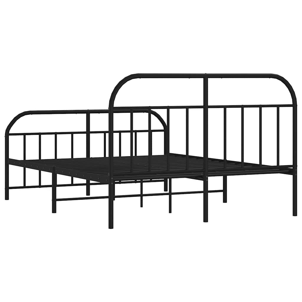 Metal Bed Frame without Mattress with Footboard Black 150x200cm