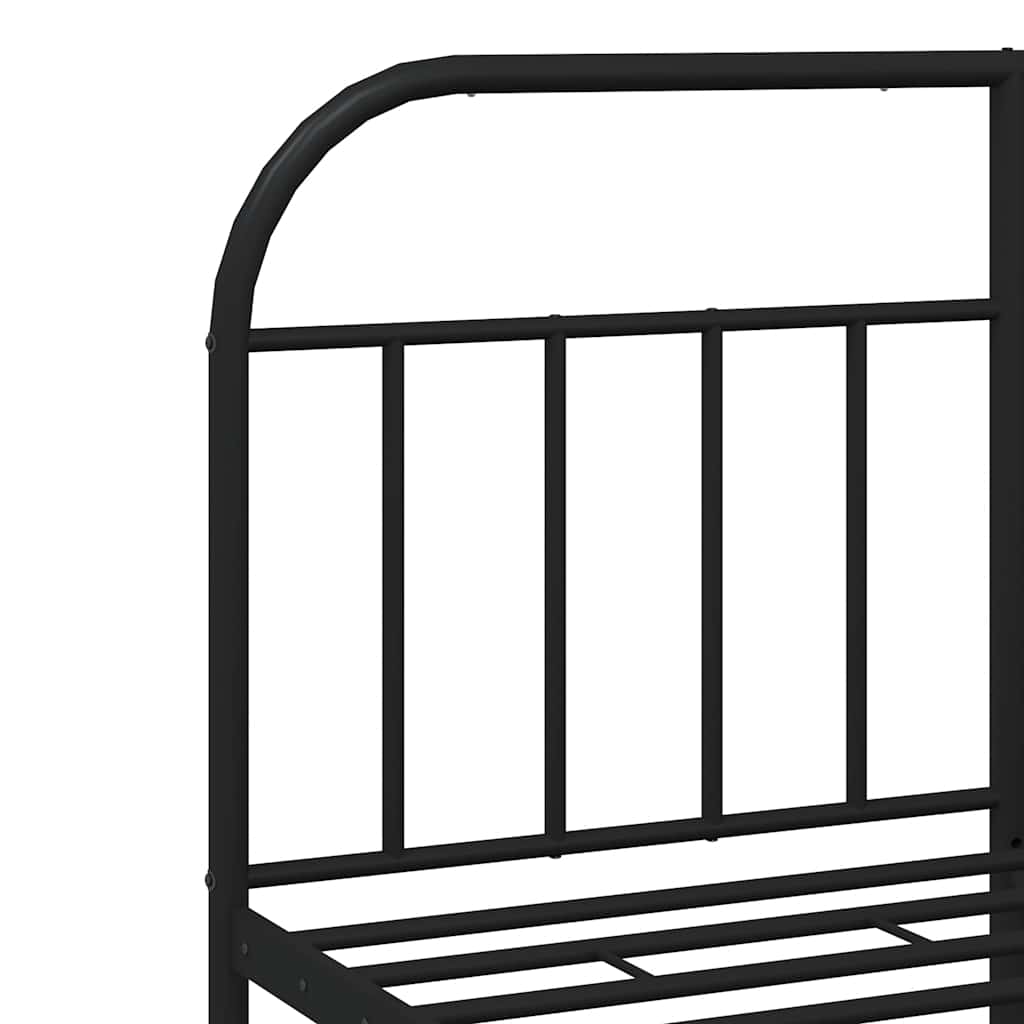 Metal Bed Frame without Mattress with Footboard Black 150x200cm