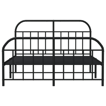 Metal Bed Frame without Mattress with Footboard Black 160x200cm