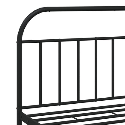 Metal Bed Frame without Mattress with Footboard Black 160x200cm