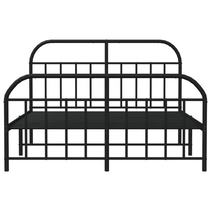 Metal Bed Frame without Mattress with Footboard Black 180x200cm