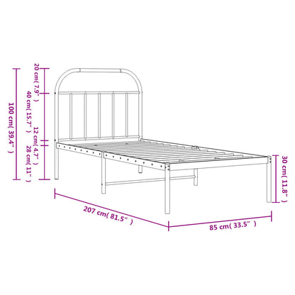 Metal Bed Frame without Mattress with Headboard White 80x200cm