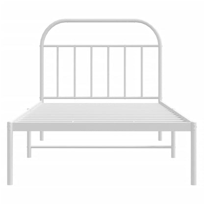 Metal Bed Frame without Mattress with Headboard White 107x203cm