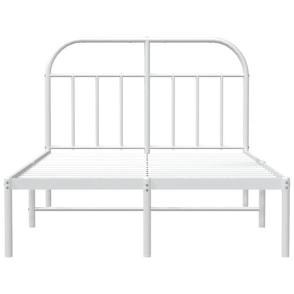 Metal Bed Frame without Mattress with Headboard White 120x190cm