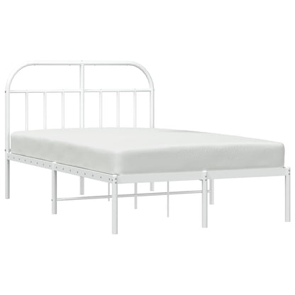 Metal Bed Frame without Mattress with Headboard White 120x200cm