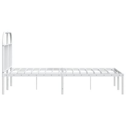 Metal Bed Frame without Mattress with Headboard White 120x200cm