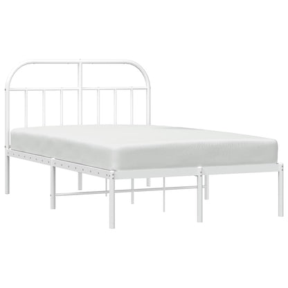 Metal Bed Frame without Mattress with Headboard White 135x190cm