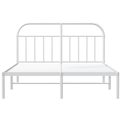Metal Bed Frame without Mattress with Headboard White 140x200cm