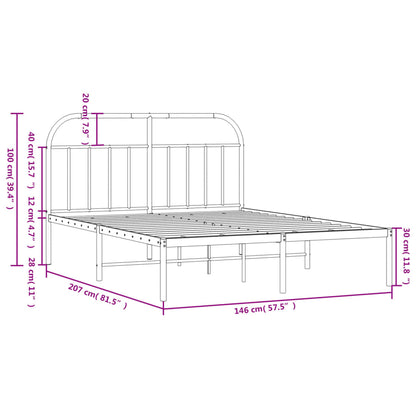 Metal Bed Frame without Mattress with Headboard White 140x200cm