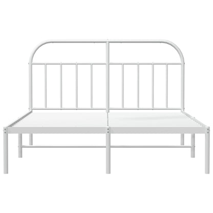 Metal Bed Frame without Mattress with Headboard White 160x200cm