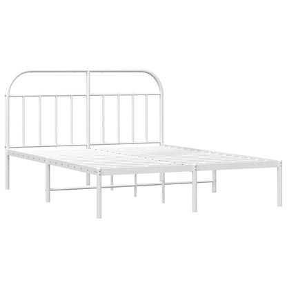 Metal Bed Frame without Mattress with Headboard White 183x213cm
