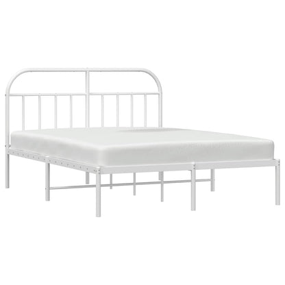 Metal Bed Frame without Mattress with Headboard White 183x213cm