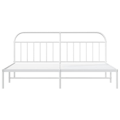 Metal Bed Frame without Mattress with Headboard White 193x203cm