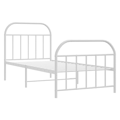Metal Bed Frame without Mattress with Footboard White 80x200cm