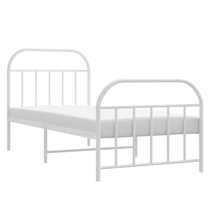 Metal Bed Frame without Mattress with Footboard White 80x200cm