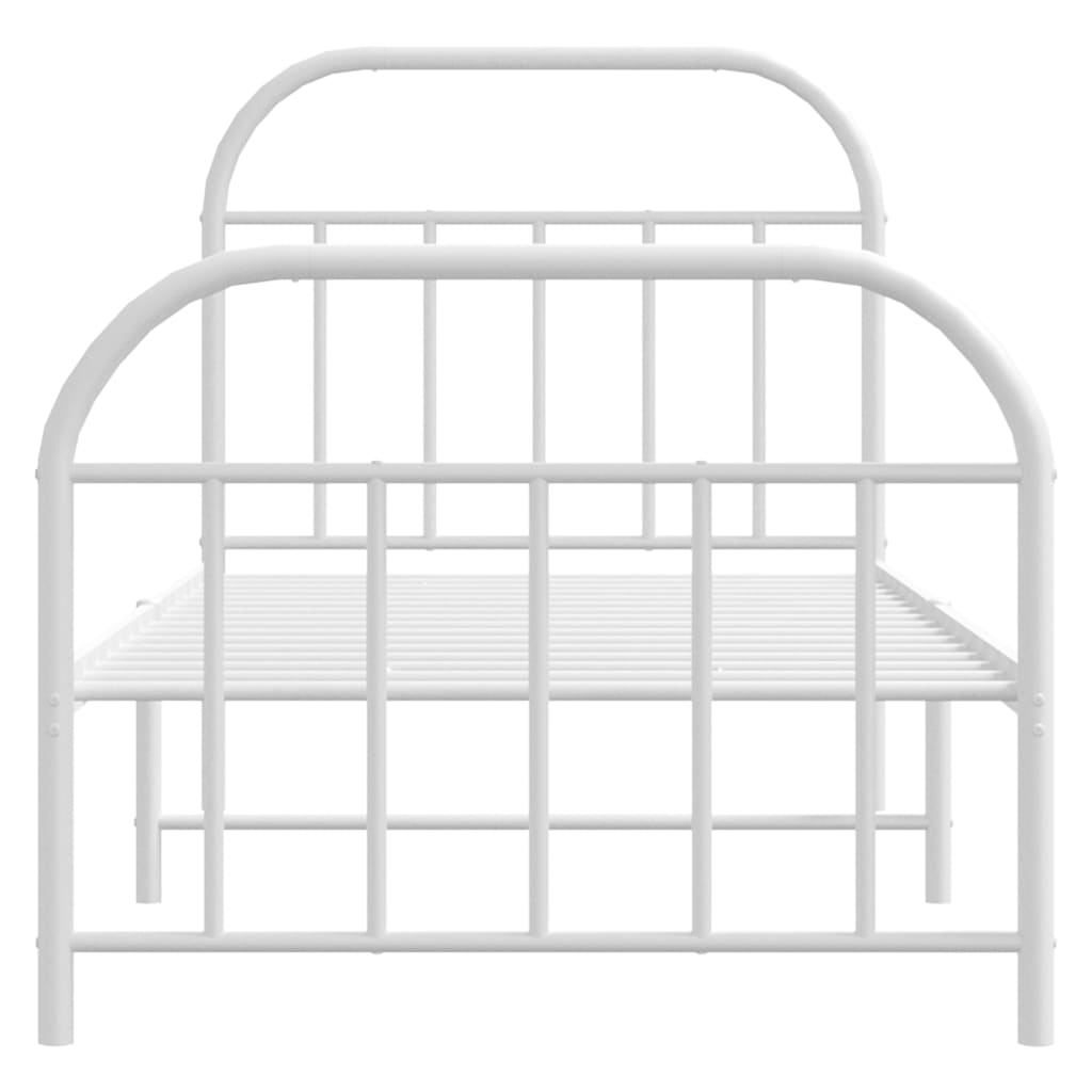 Metal Bed Frame without Mattress with Footboard White 80x200cm