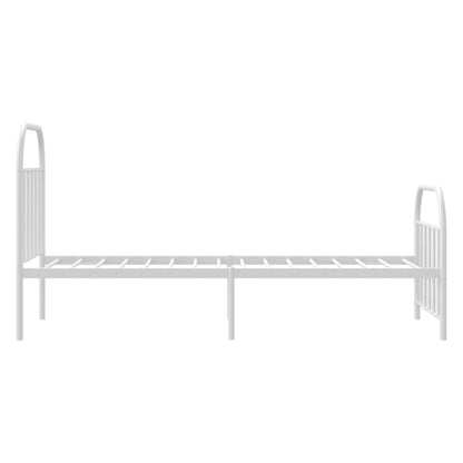 Metal Bed Frame without Mattress with Footboard White 80x200cm