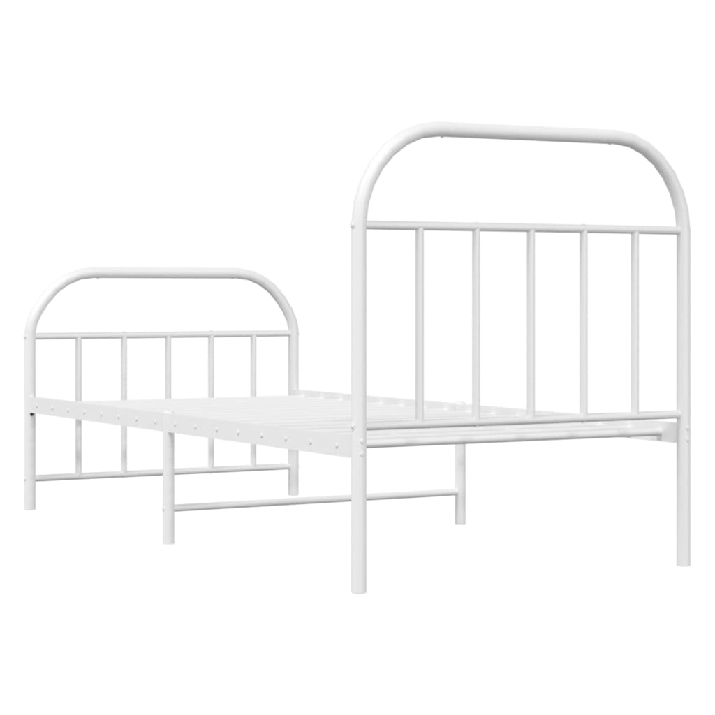 Metal Bed Frame without Mattress with Footboard White 80x200cm