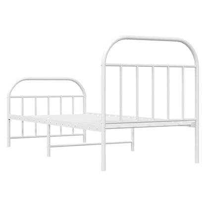 Metal Bed Frame without Mattress with Footboard White 80x200cm