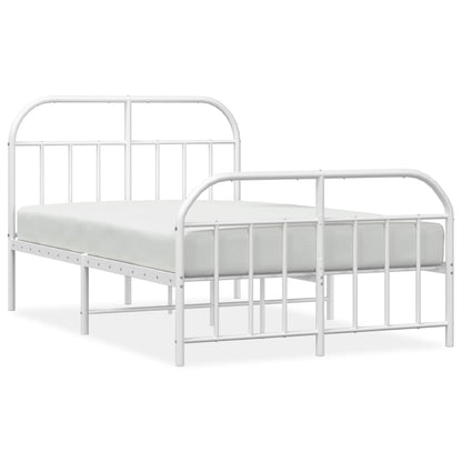 Metal Bed Frame without Mattress with Footboard White 120x190cm