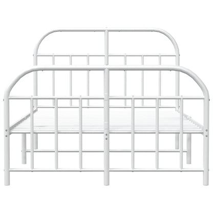 Metal Bed Frame without Mattress with Footboard White 120x190cm