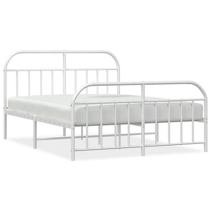 Metal Bed Frame without Mattress with Footboard White 135x190cm